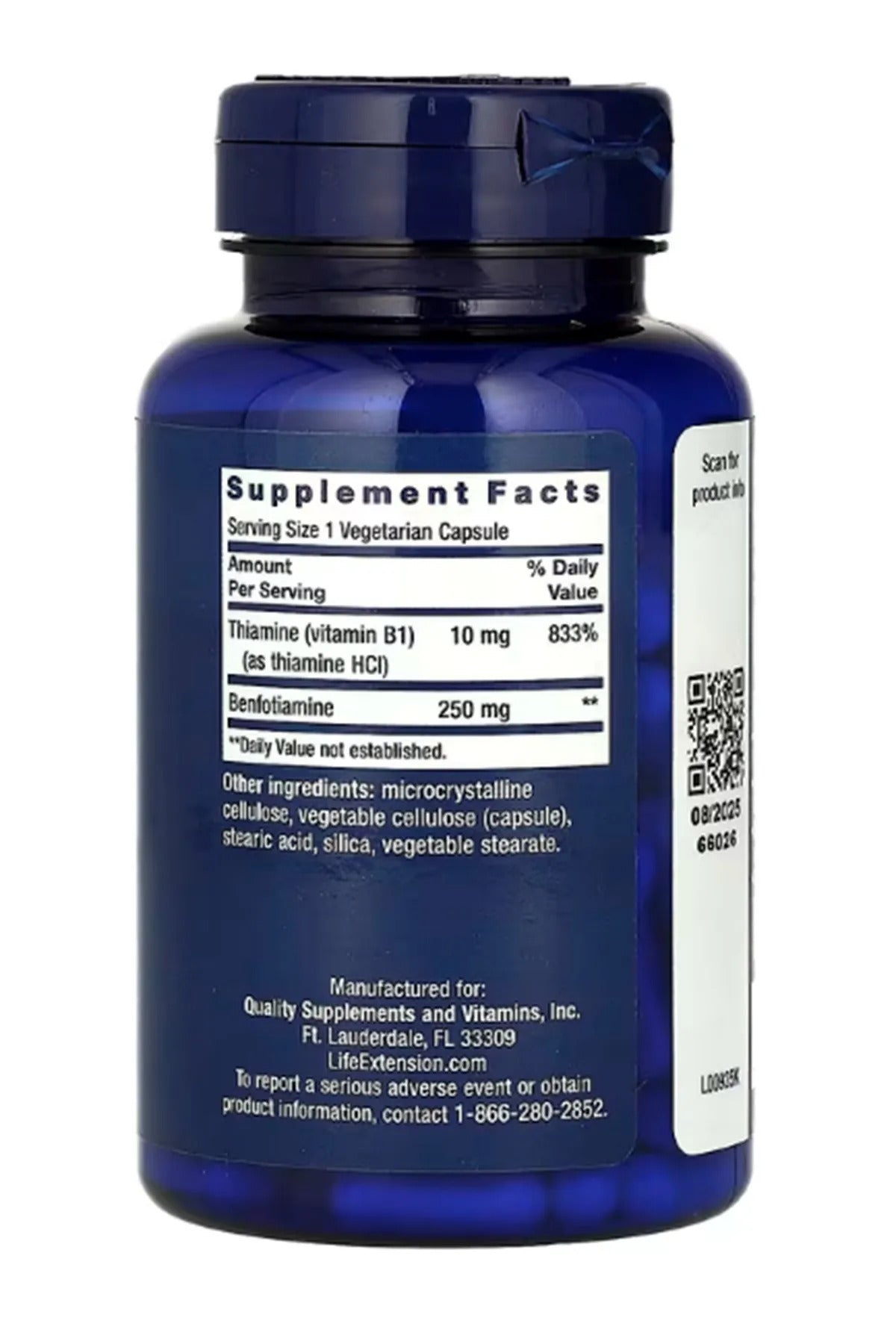 Life Extension Mega Benfotiamine 250 mg Ultra-bioavailable Vitamin B1 120 Caps - Galeri
