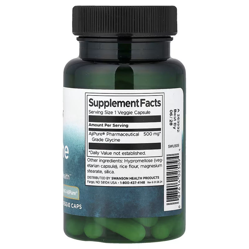 Swanson Glycine AjiPure Amino Acids tress and Sleep Health 500 mg 60 Veggie Caps - Galeri