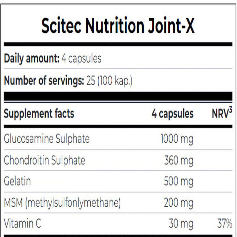 Scitec Joint-X Glucosamine(Glukozamin)+Methylsulfonylmethane+Chondroitin (100 caps) - Galeri