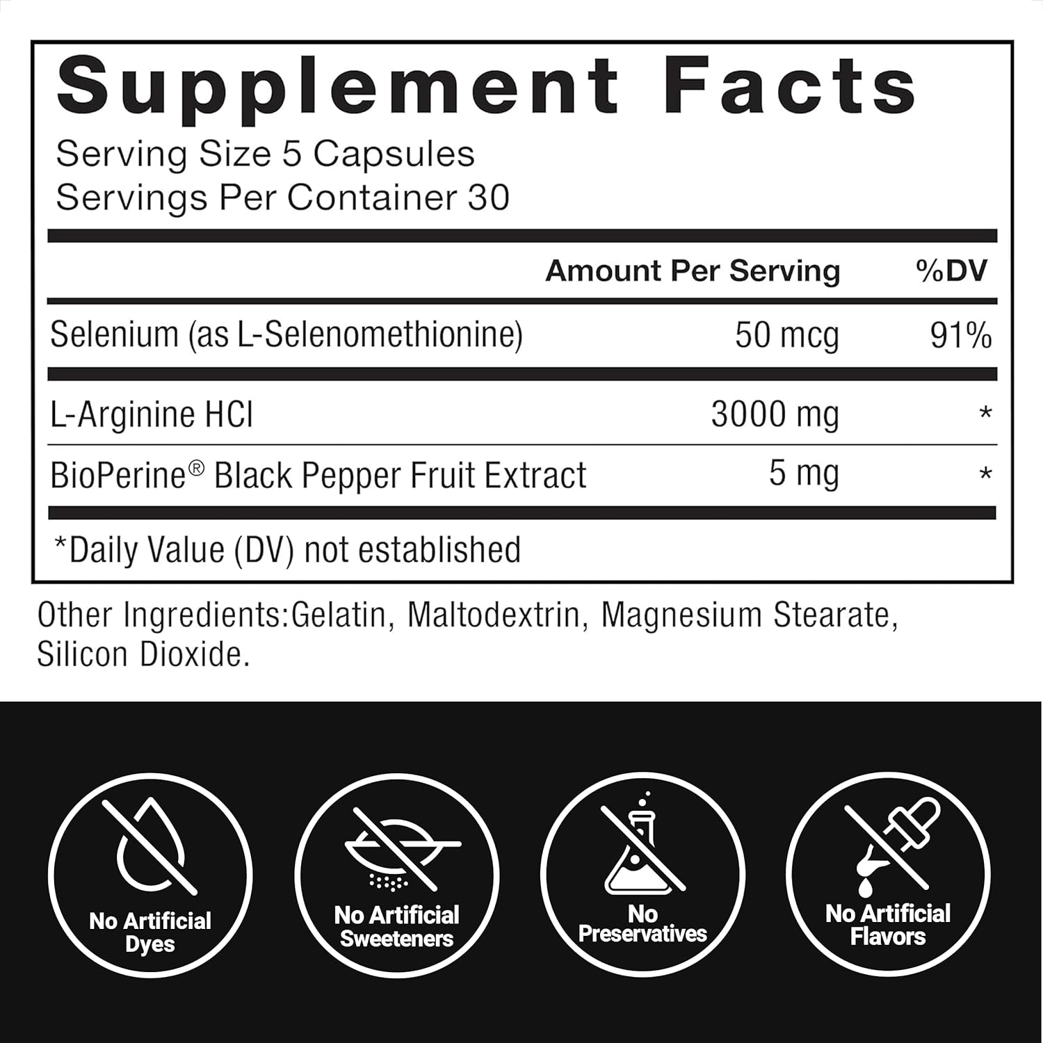 Force Factor L-Arginine Nitric Oxide BioPerine - 3000mg - 150 Capsules - Galeri