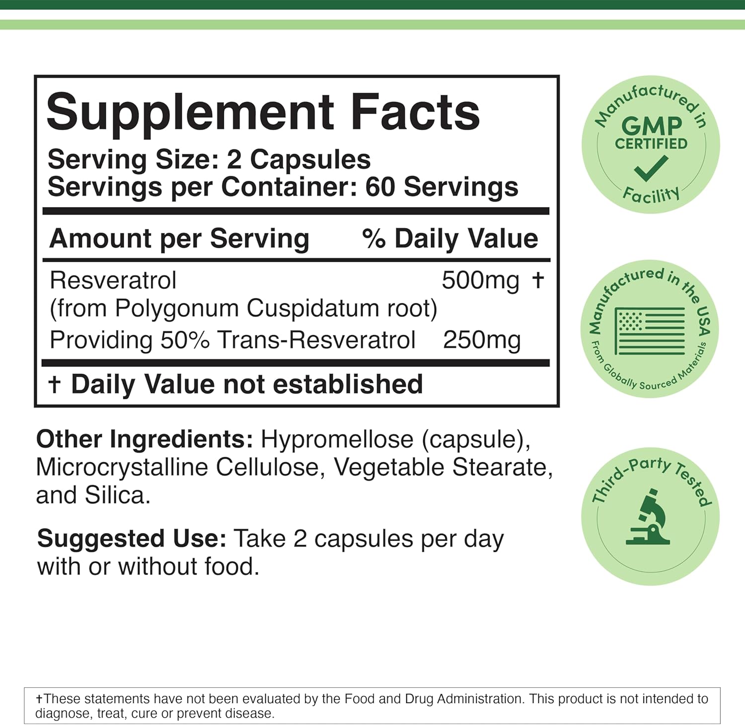 Double Wood 50% Trans Resveratrol Polygonum Root Healthy Aging 500mg 120 Caps - Galeri