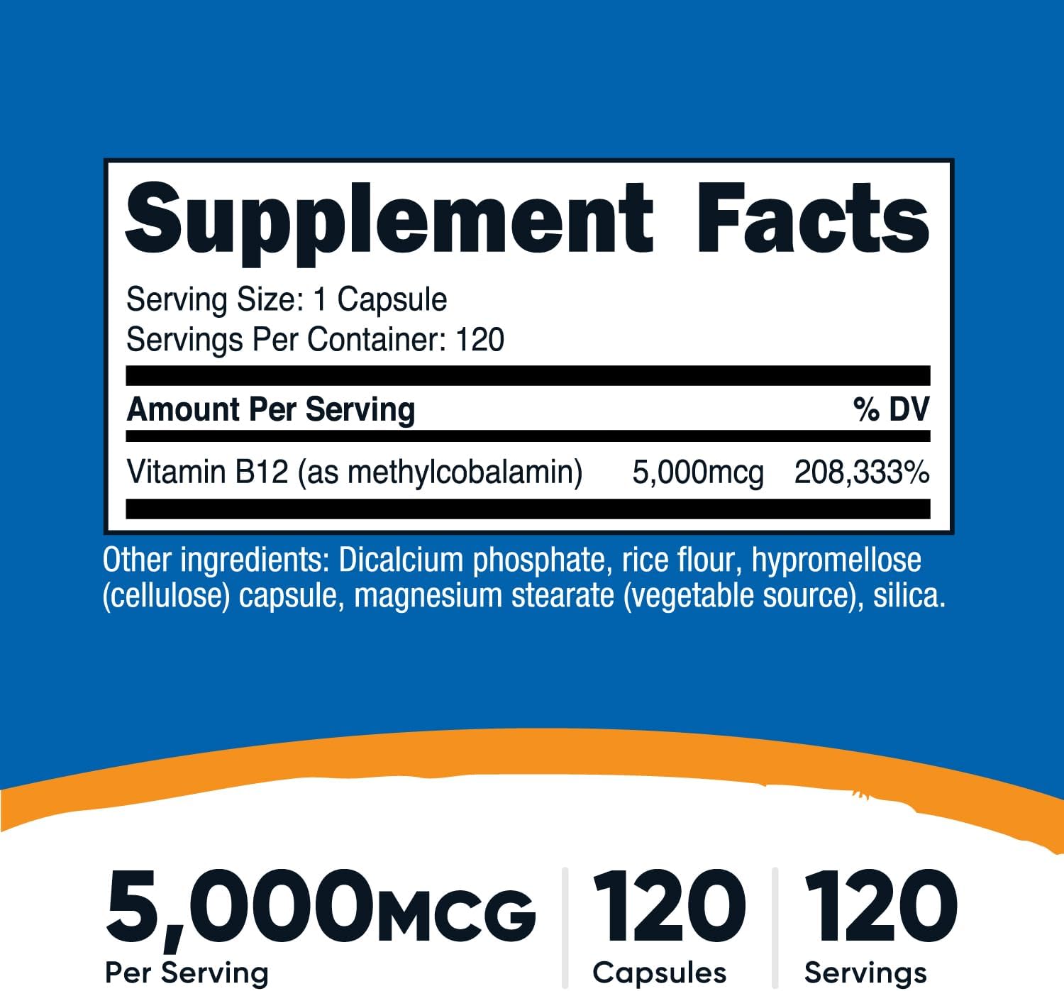Nutricost Vitamin B12 Methylcobalamin 5000mcg 120 Vegetarian Caps - Galeri