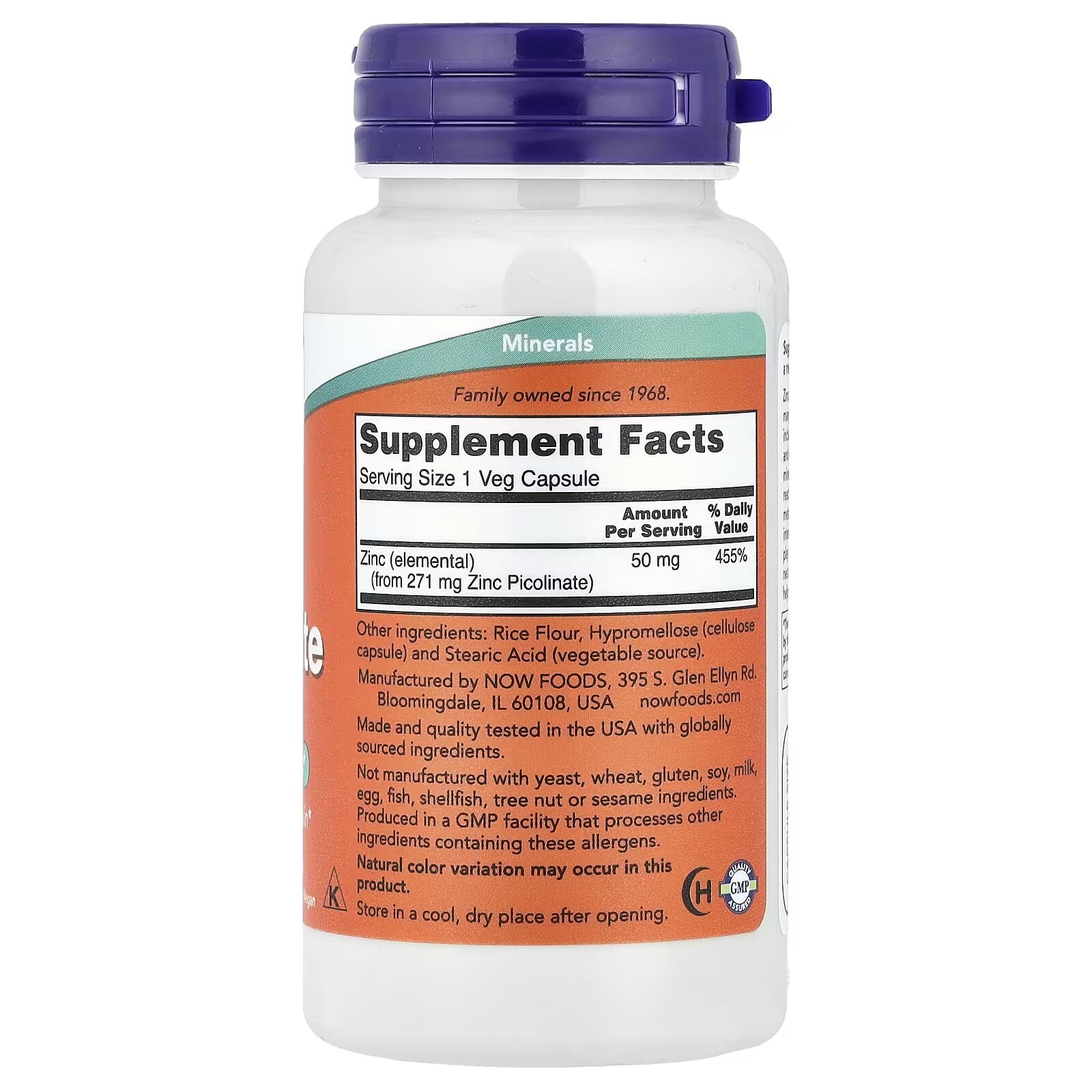 NOW Foods, Zinc(Çinko) Picolinate, 50 mg, 120 Veg Caps - Galeri