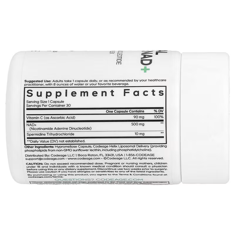 Codeage Liposomal Spermidine NAD+ Brain & Cognitive 30 Vegetable Capsules - Galeri