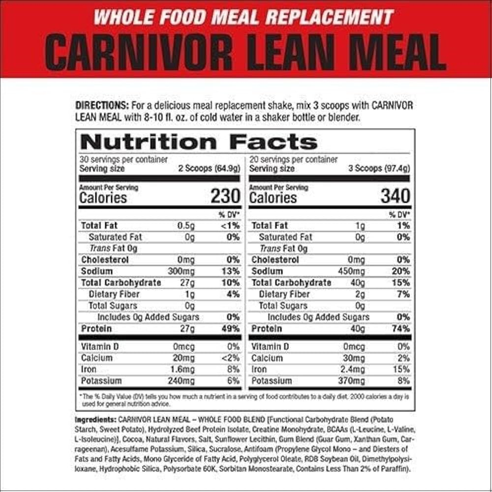 Musclemeds Carnivor Beef protein isolate Lean Meal Protein gainer (Öğün protein tozu) 1950 Gram - Galeri