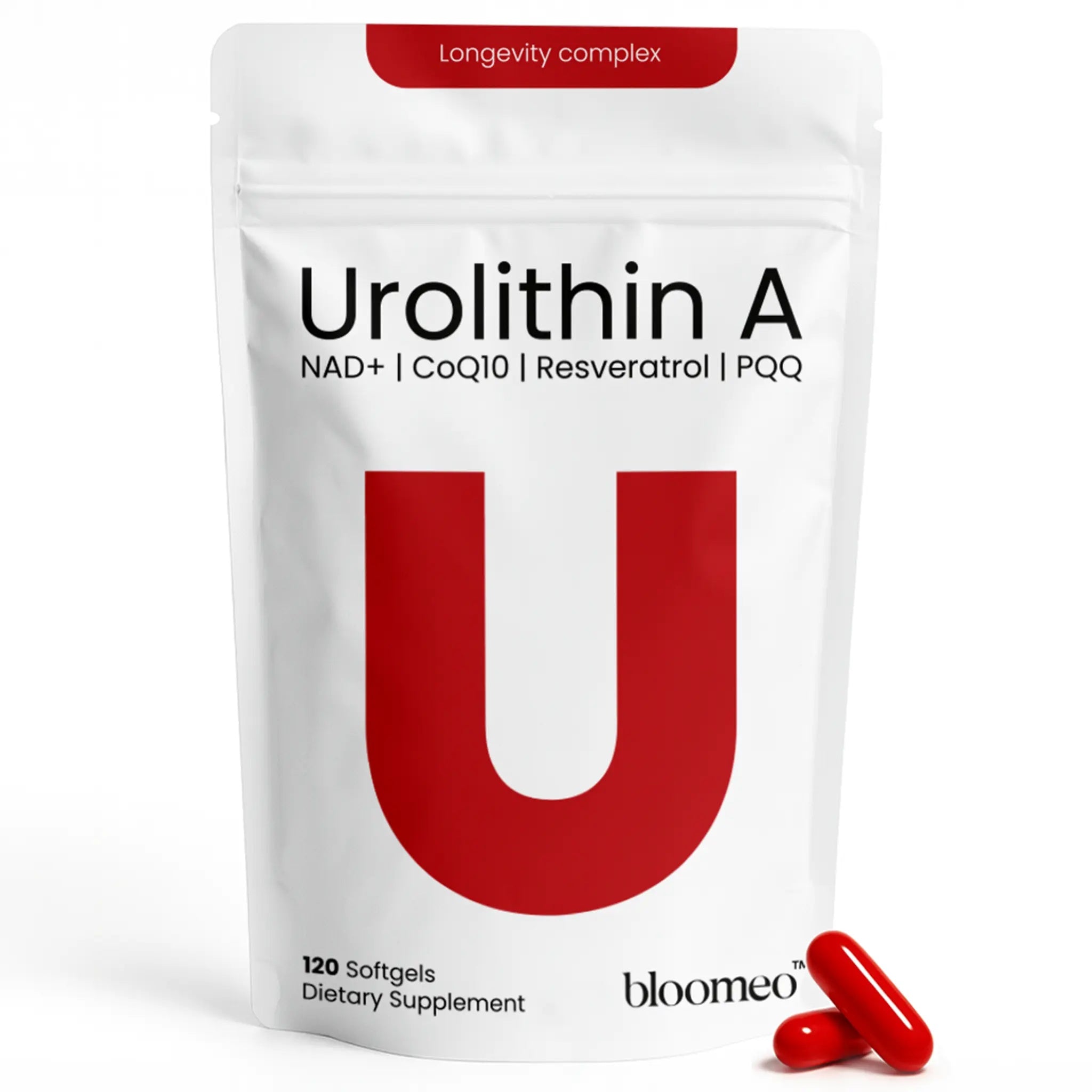 Bloomeo Urolithin A NAD Resveratrol CoQ10 Ubiquinone PQQ  5-in-1 120 Softgels