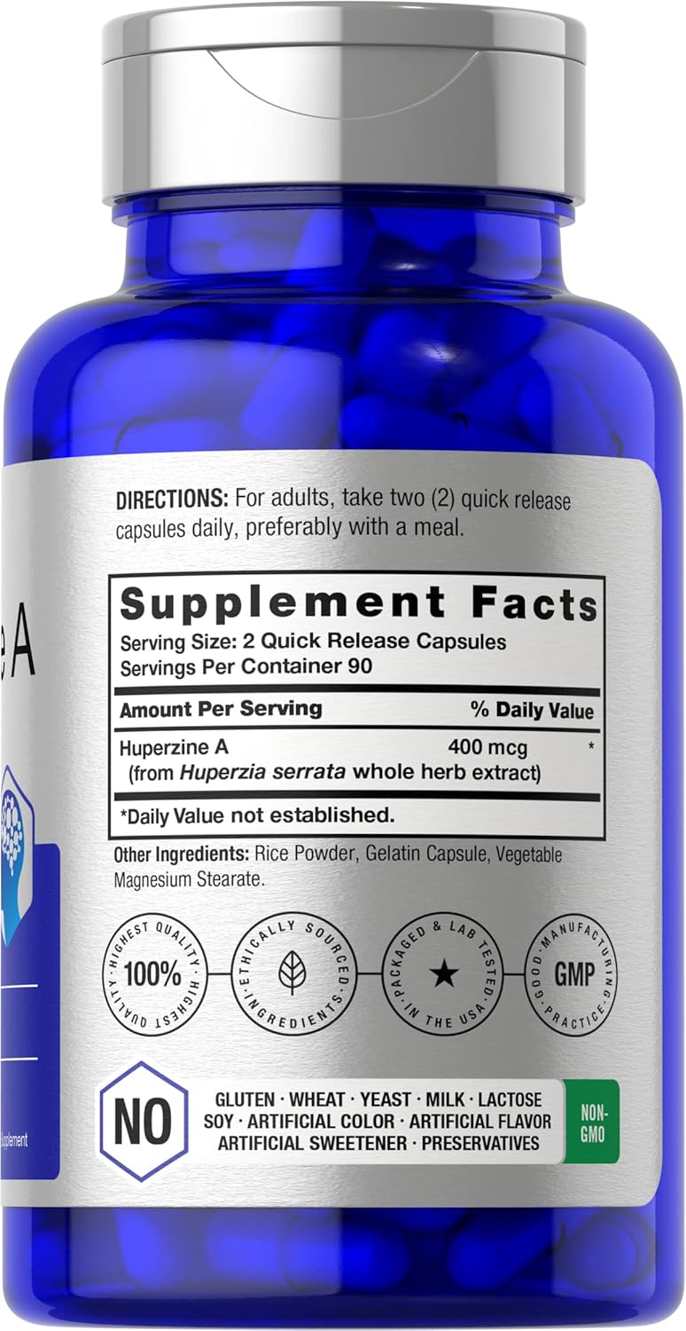 Horbaach Huperzine(Huperzia serrata) A 400mcg | 180 Capsules | Non-GMO, Gluten Free - Galeri