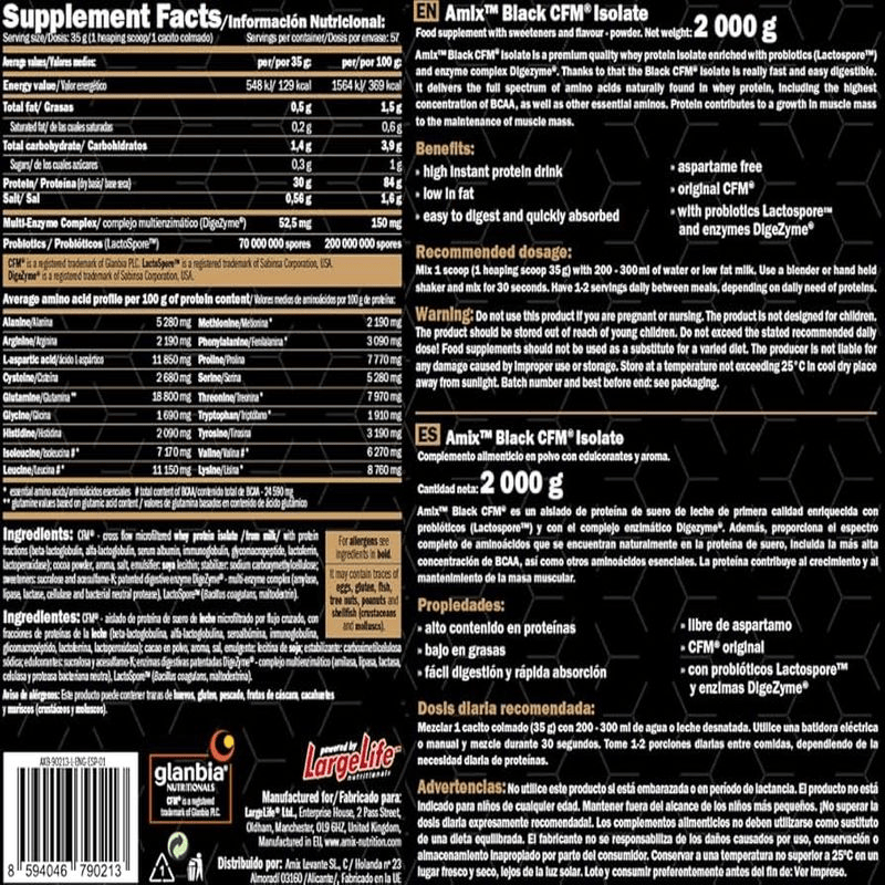 Amix Nutrition Black Line Black CFM Isolate(İzole) Whey Protein 2 Kg - Galeri