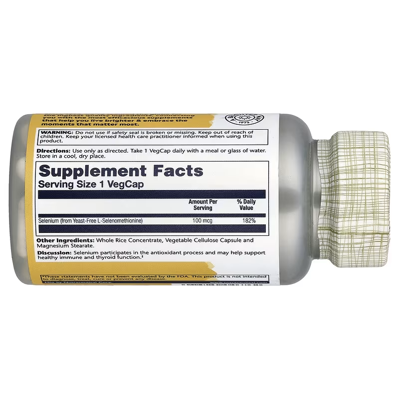 Solaray Yeast Free Selenium 100mcg Healthy Immune & Thyroid 90 VegCaps - Galeri