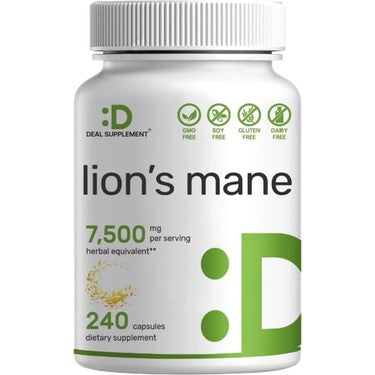 Deal Supplement Lions Mane Mushroom 7500mg Per Serving 240 Capsules