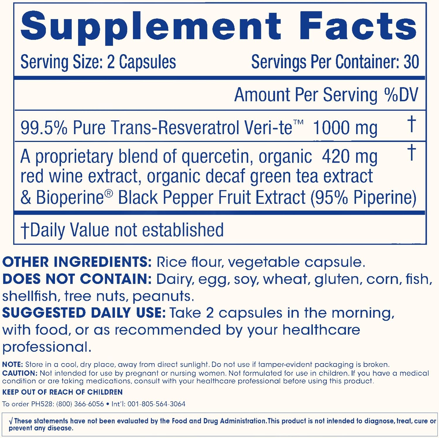 ProHealth Pure Trans Resveratrol Plus Quercetin Red Wine & Green Tea Extract Healthy Aging 1000mg 60 Caps - Galeri
