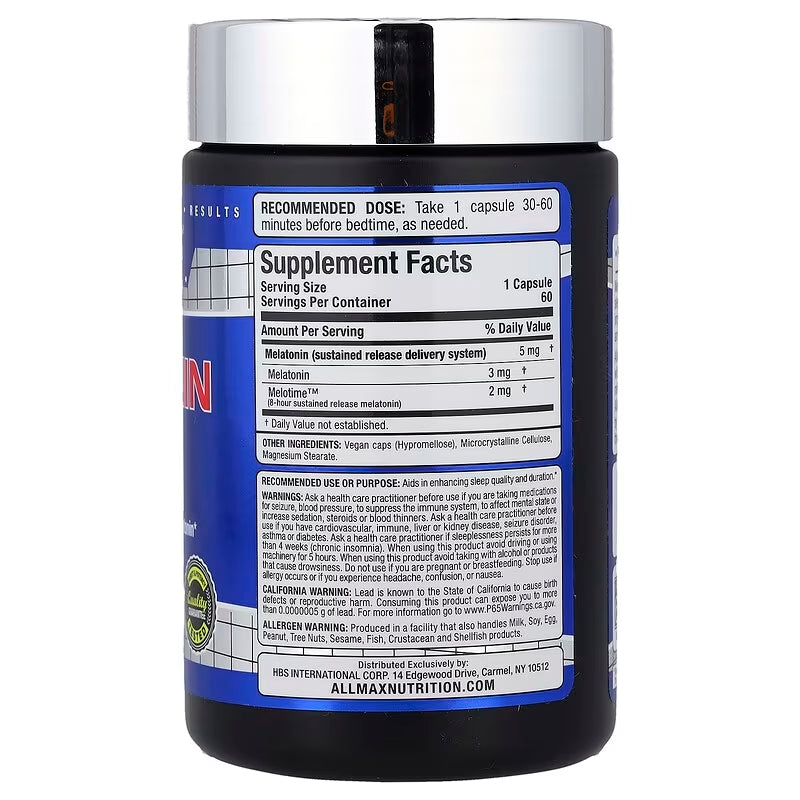 AllMax Nutrition Melatonin Sleep 8HR - 60 Capsules - Galeri