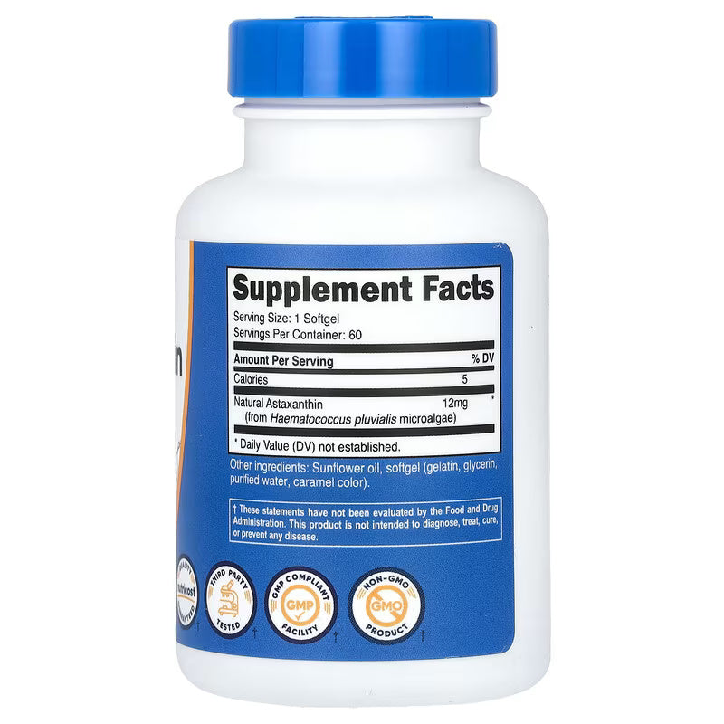 Nutricost Astaxanthin Antioxidants 12 mg 60 Softgels - Galeri