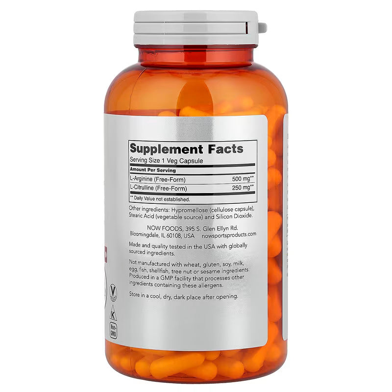 NOW Foods, Sports Arginine Citrulline Nitric Oxide 240 Veg Capsules - Galeri