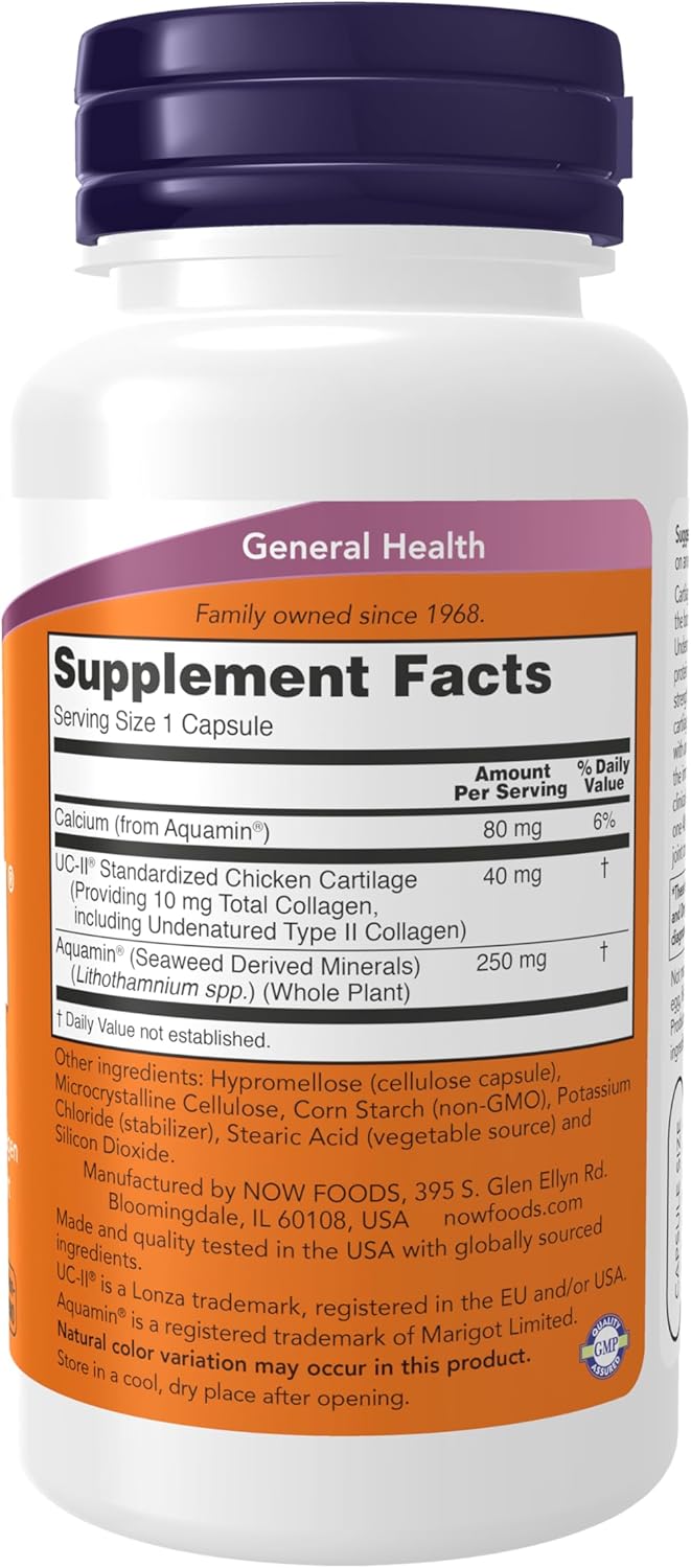 NOW Foods UC-II Collagen Hair, Skin & Nails Undenatured Bone, Joint & Cartilage 120 Veg Caps - Galeri