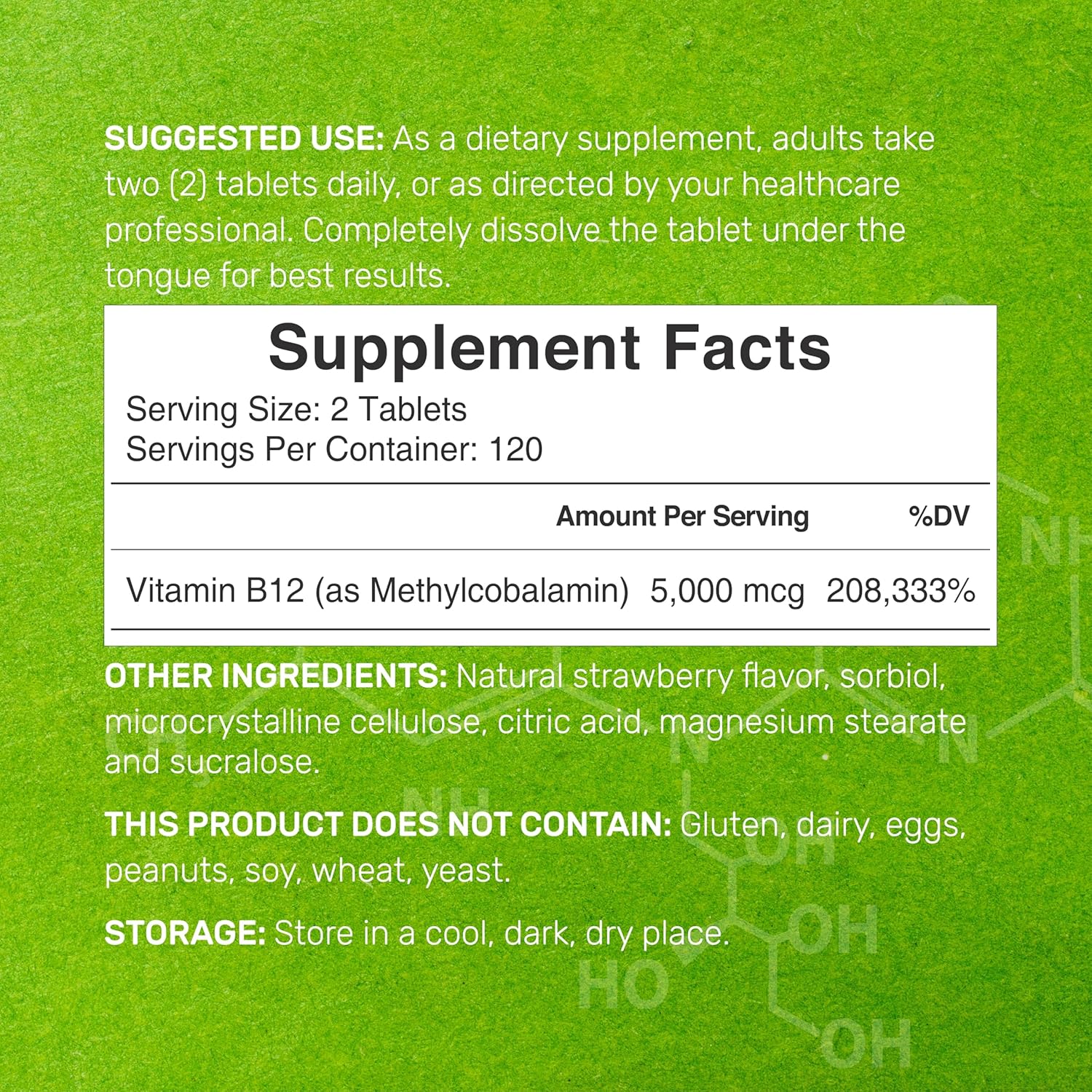 Deal Supplement Methyl B-12 Vitamins 5000 mcg, 240 Tablets - Galeri