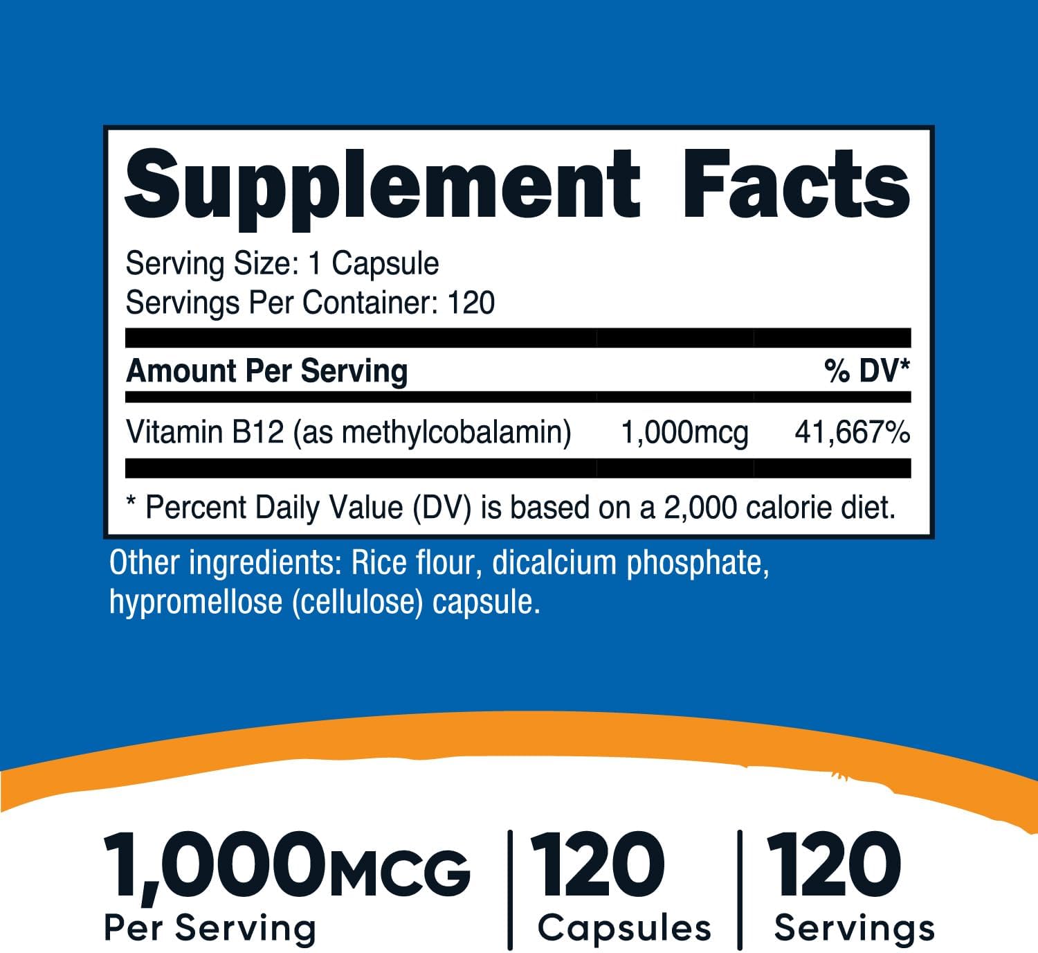 Nutricost Vitamin B12 Methylcobalamin 1000mcg 120 Caps - Galeri