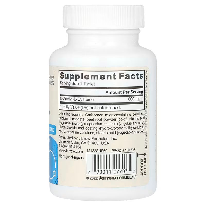 Jarrow Formulas Vegan NAC Sustain N-Acetyl-L-Cysteine Liver Dtox Glutathione 600 mg 60 Tablet - Galeri