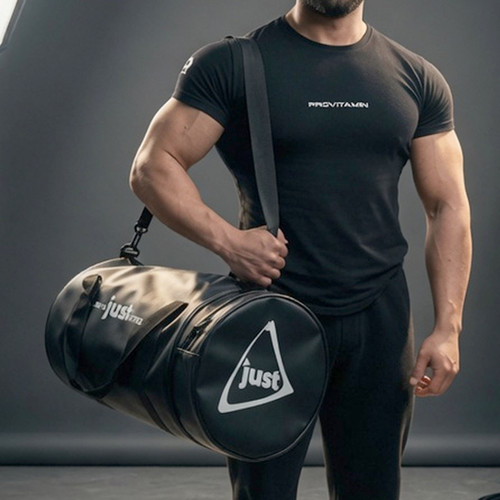Just Leather Sport Bag -Şık Suni Deri Spor Çantası (Kahverengi &amp; Siyah) - Galeri