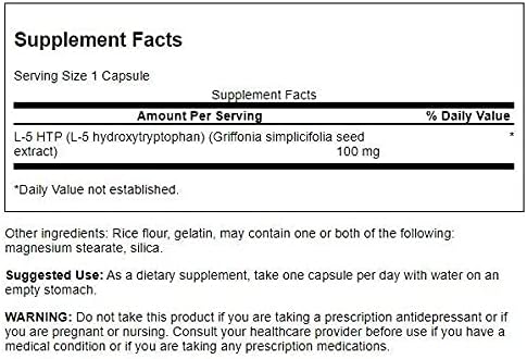 Swanson Extra Strength 5-HTP - 60 Capsules - 100mg - Galeri
