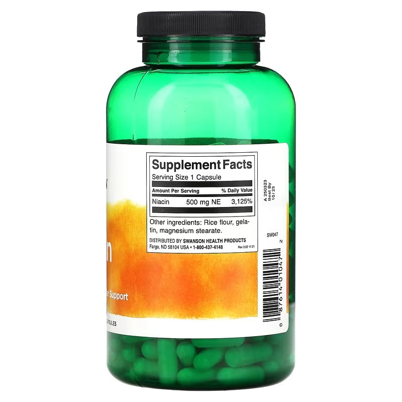 Swanson, Niacin, 500 mg, 250 Capsules - Galeri