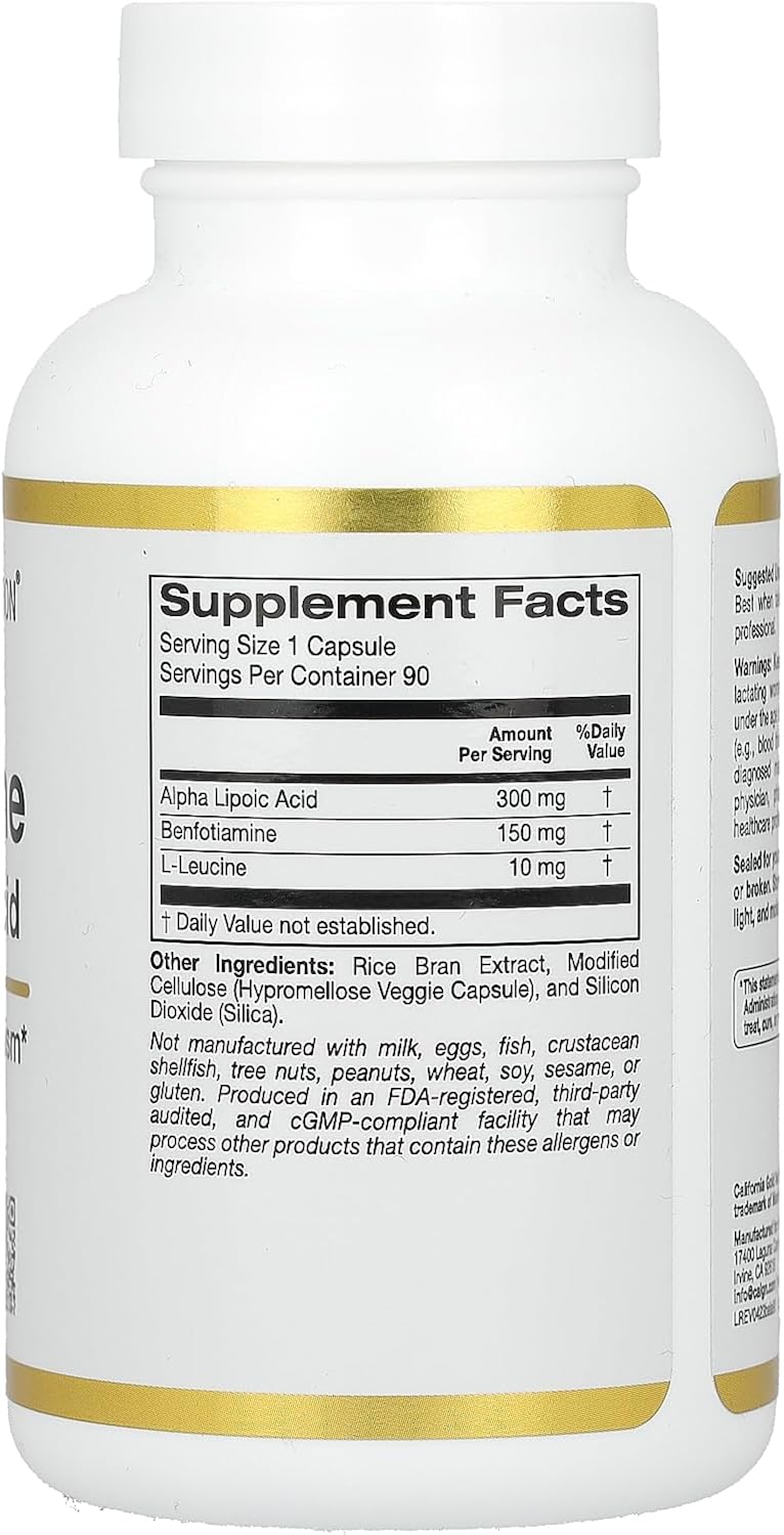 California Gold Nutrition, Benfotiamine + Alpha Lipoic Acid + Leucine Losin 90 Vegetarian Capsules - Galeri