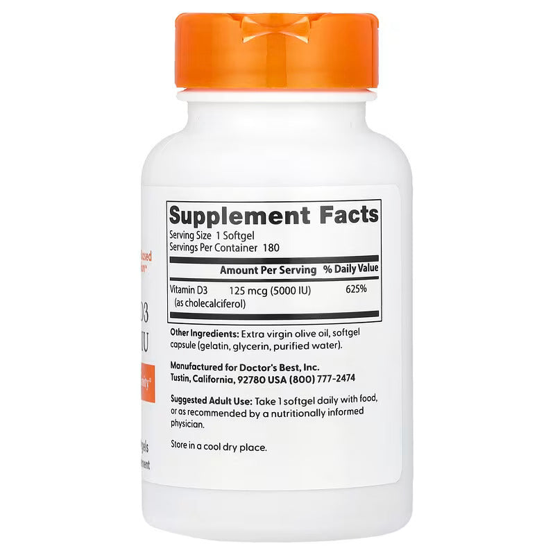 Doctors Best Vitamin D3 125 Mcg 5000 180 Softgels - Galeri
