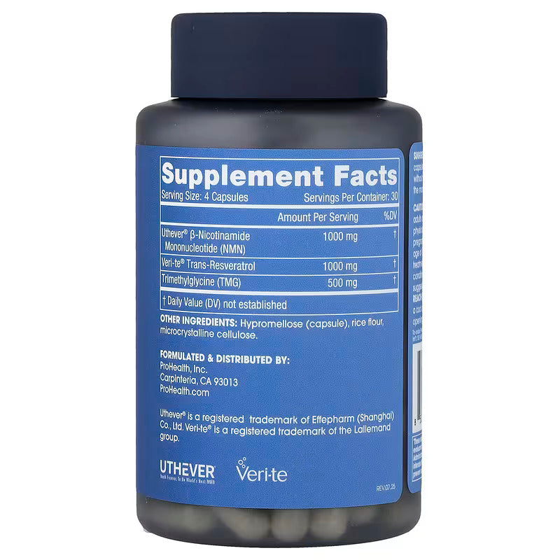 ProHealth NMN Pro Complete Uthever NMN Resveratrol TMG NAD+ 120 Caps - Galeri