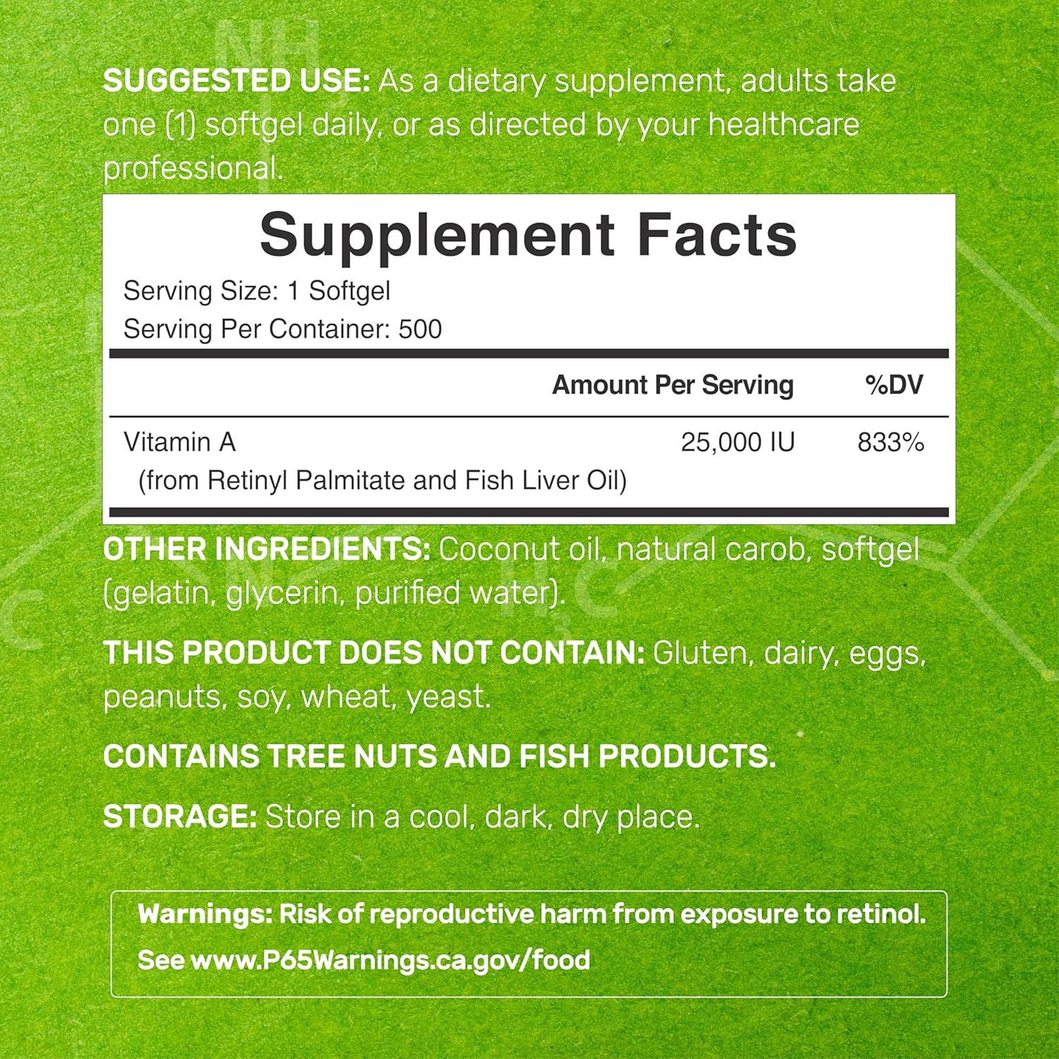 DEAL SUPPLEMENT Vitamin A 25000 IU 500 Coconut Oil Fish Liver Oil Vitamins for Eye Immune & Skin Health - Galeri