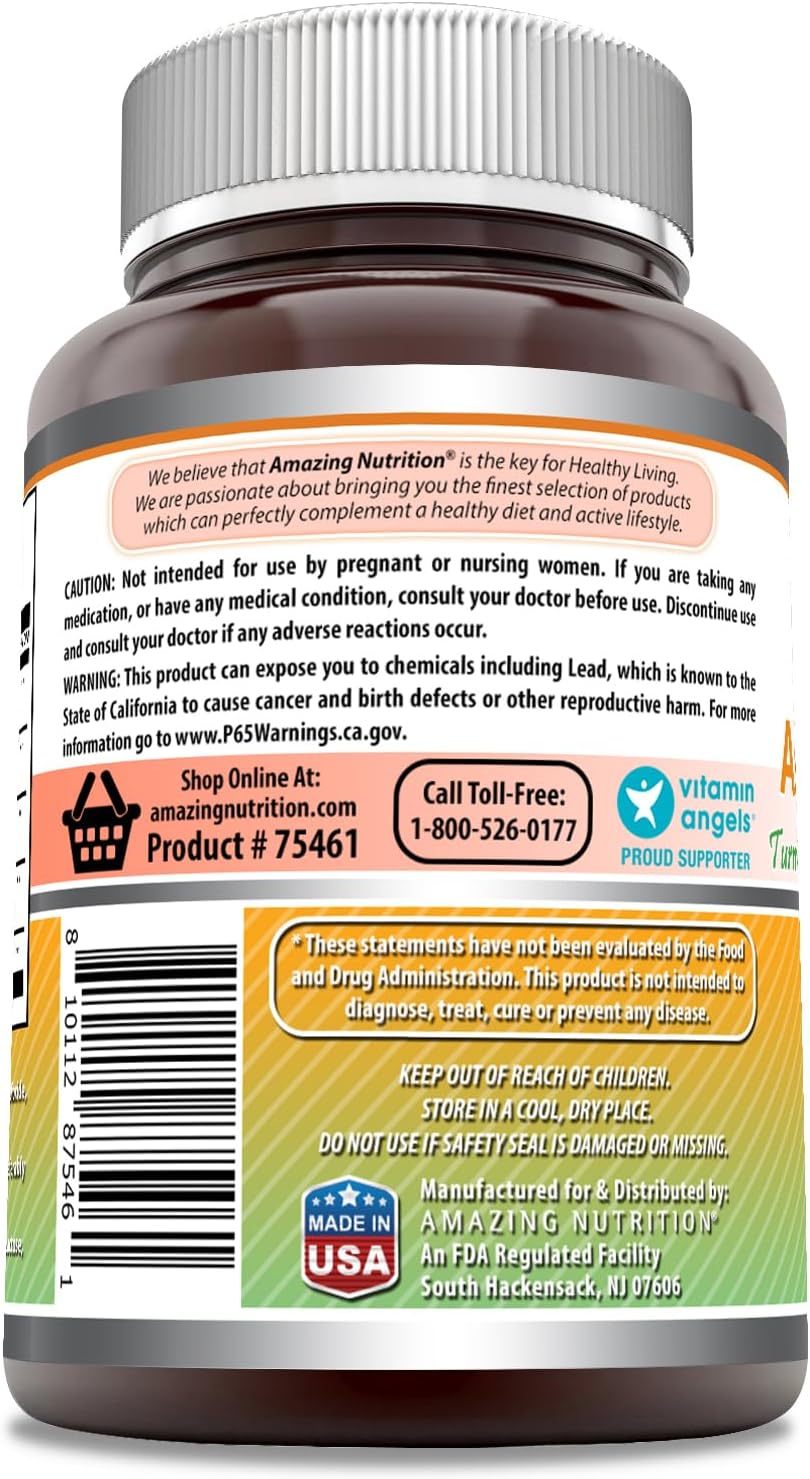 Amazing Formulas Ashwagandha Turmeric, Ginger, Rhodioa, & Black Pepper 5200 Mg Per Serving 120 Veggie Caps - Galeri