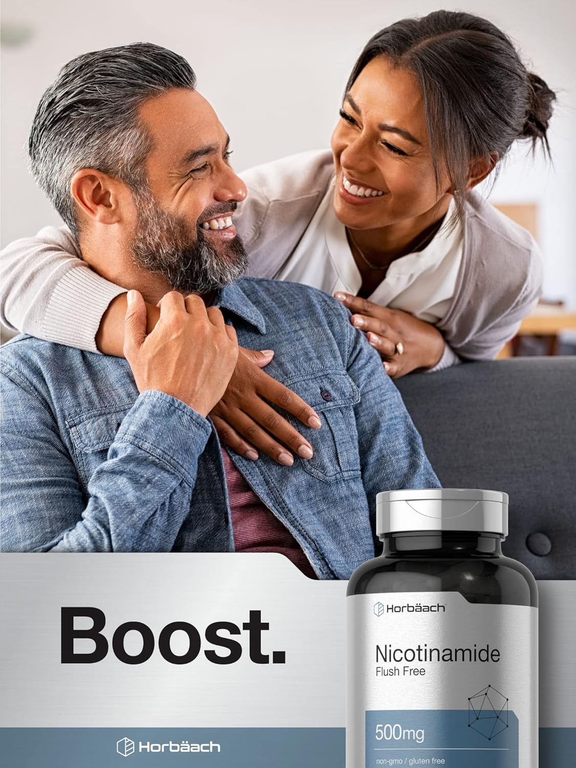 Horbäach Nicotinamide B3 Niacin Flush Free Niacinamide 500mg 180 Caps - Galeri