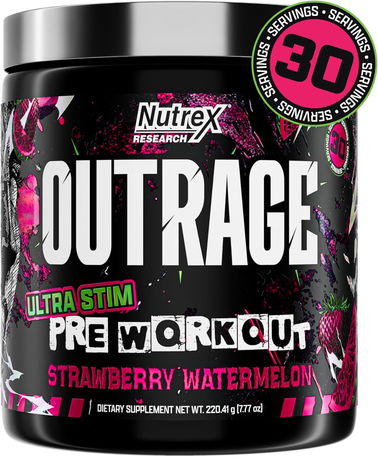 Nutrex Outrage Ultra HIGH STIM PreWorkout Caffeine L-Citrulline Beta-Alanine Creatine Energy Focus - Galeri