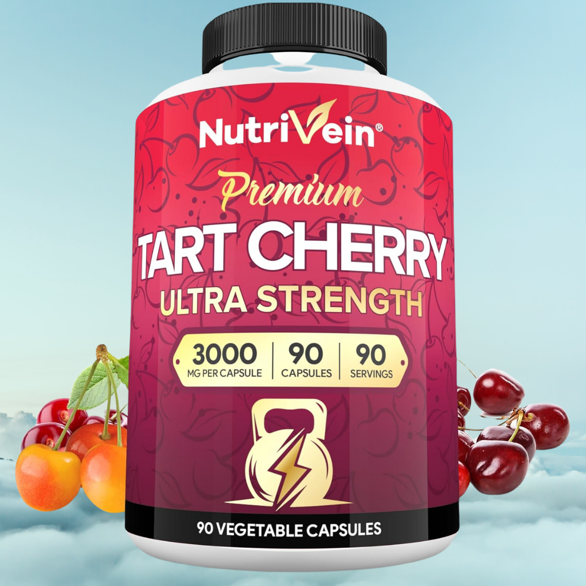 Nutrivein Tart Cherry(Tart kiraz) Recovery, Detox, Rest, & Mobility - 90 Caps - Galeri