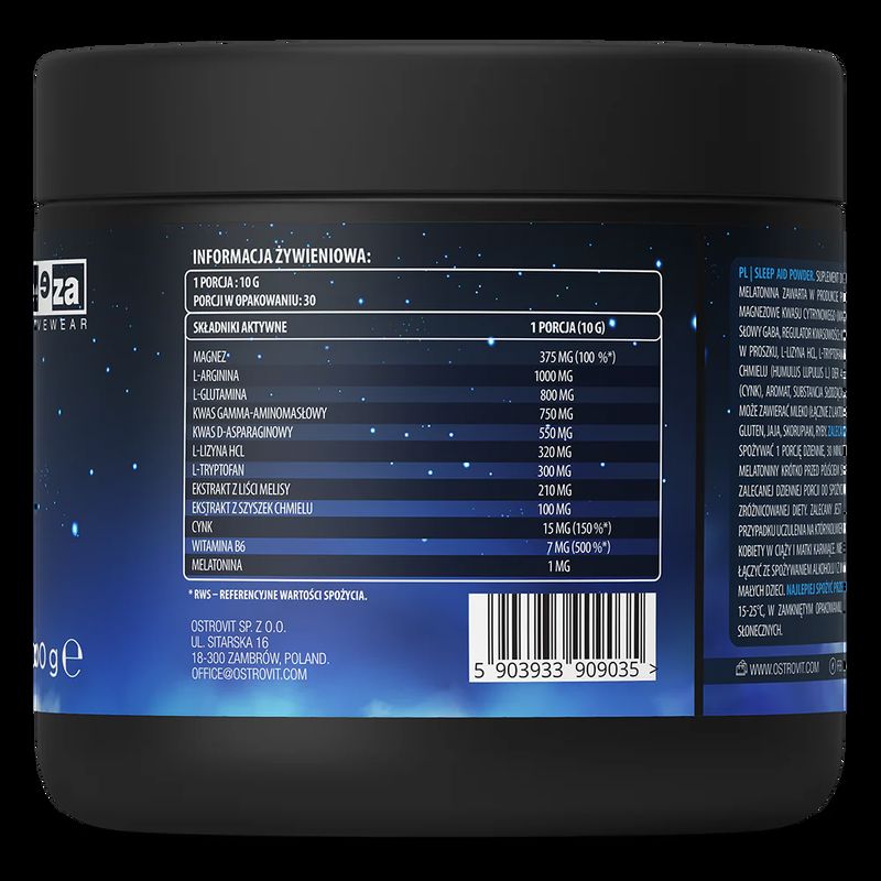 OstroVit KEEZA Sleep Aid (Gaba+Daa+Melatonin+Glutamin) 300 g black currant - Galeri