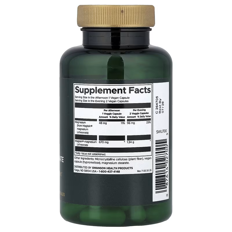 Swanson Magnesium L-Threonate Magtein Memory and Cognitive 90 Vegan Capsules - Galeri