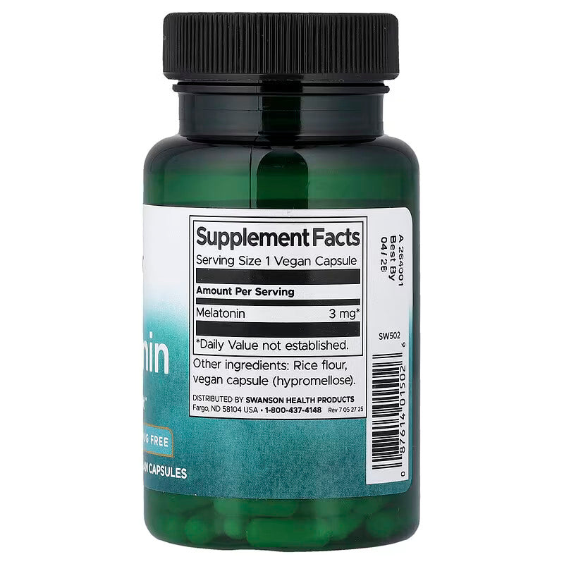 Swanson melatonin Sleep Support 3 mg 120 Vegan Capsules - Galeri
