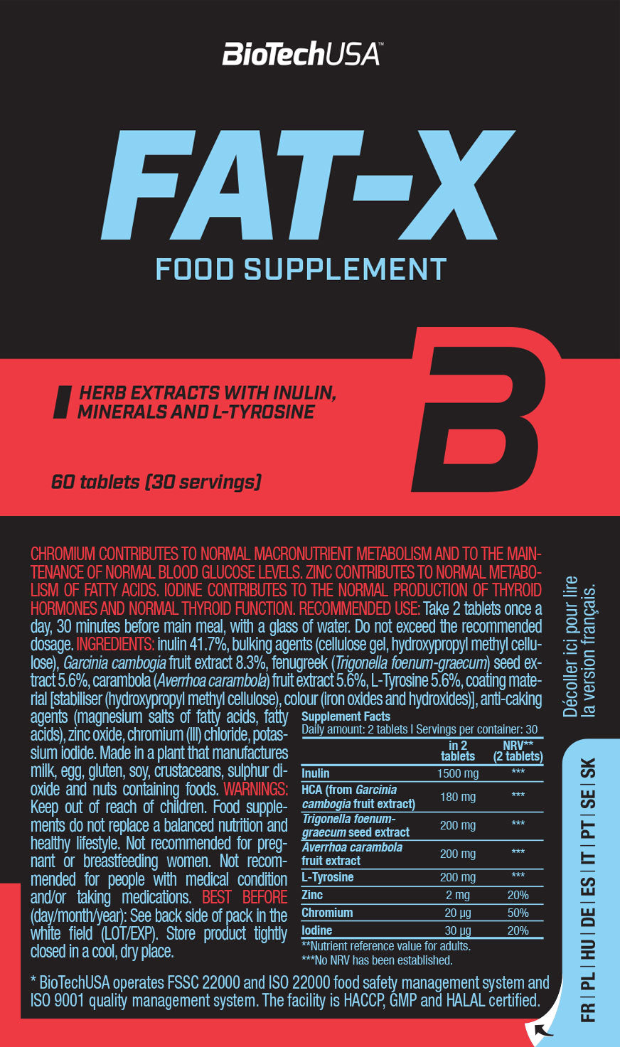 BioTech USA Fat-X burner HCA (garcinia cambogia)  60 tablets - Galeri