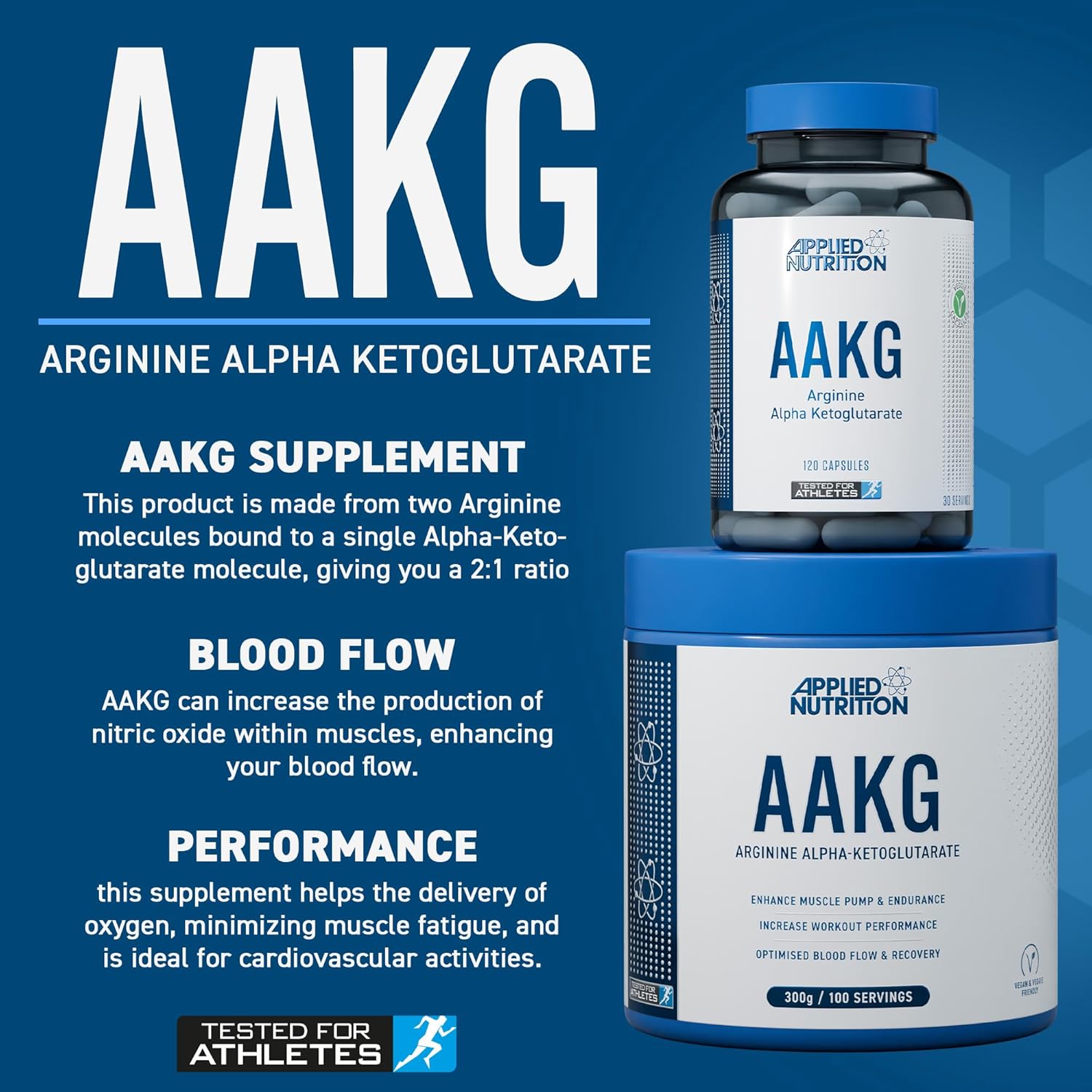 Applied Nutrition AAKG - L Arginine Alpha Ketoglutarate 3000mg Nitric Oxide Energy Boost Muscle Pump - Galeri