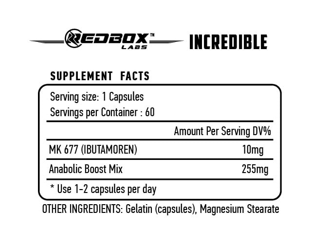 Red Box Labs Incredible Mk677 İbuta Anabolic boost mix 60 Caps - Galeri