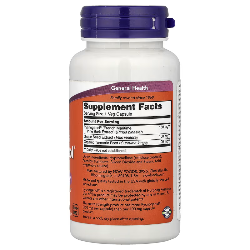 NOW Foods Pycnogenol Balanced Immune Response 60 Veg Capsules - Galeri
