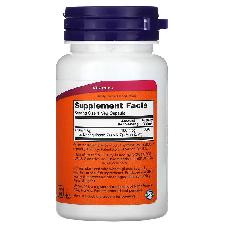 NOW Foods, MK7 Vitamin K2, 100 mcg, 60 Veg Capsules - Galeri