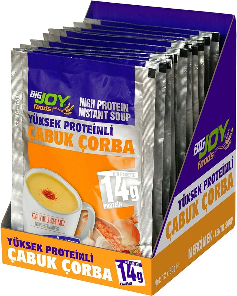 Bigjoy Foods Yüksek Proteinli Çorba Mercimek 12 x 30g
