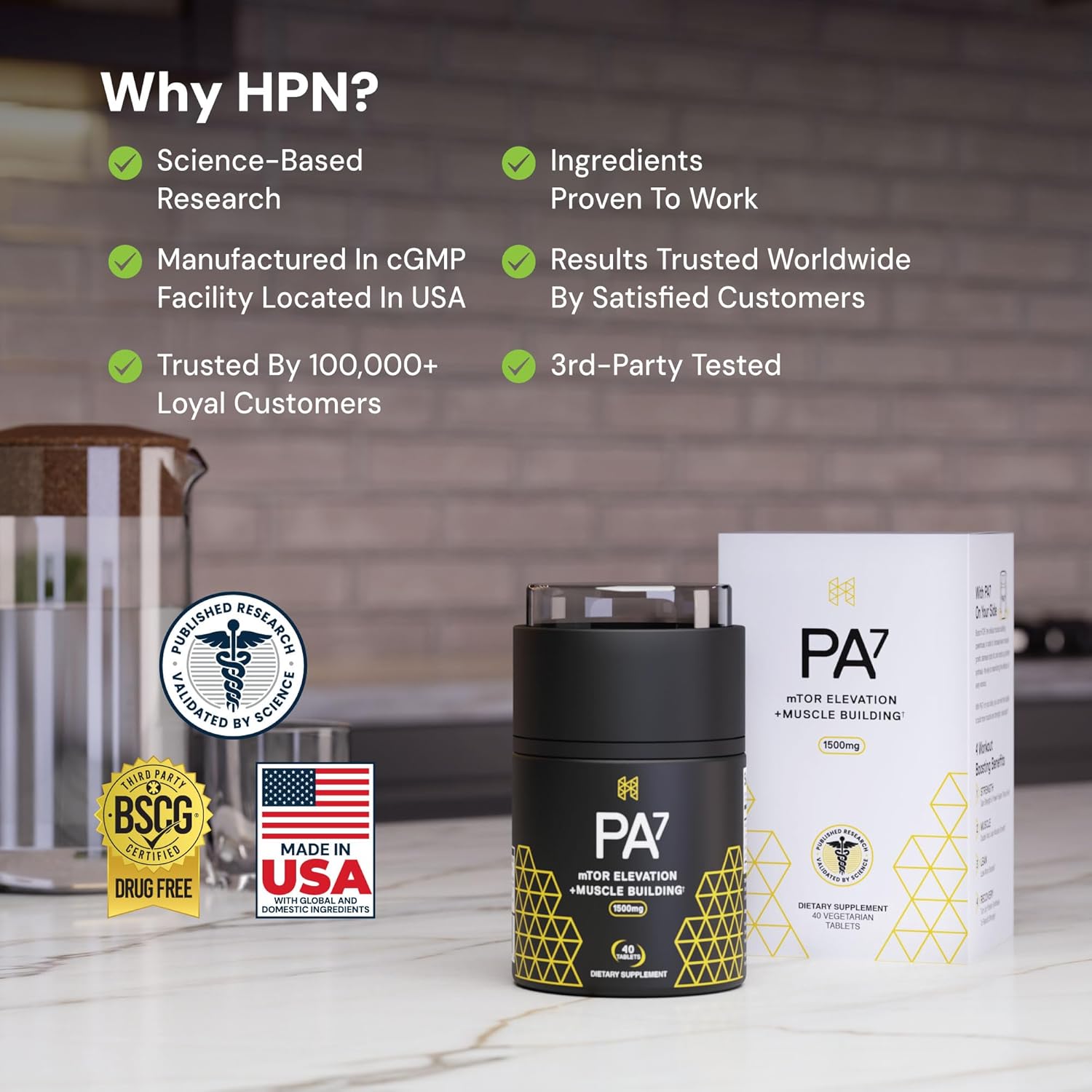 HPN PA7 Phosphatidic Acid Leucine Muscle Builder Boost mTOR Build Mass Strength from Your Workout - Galeri