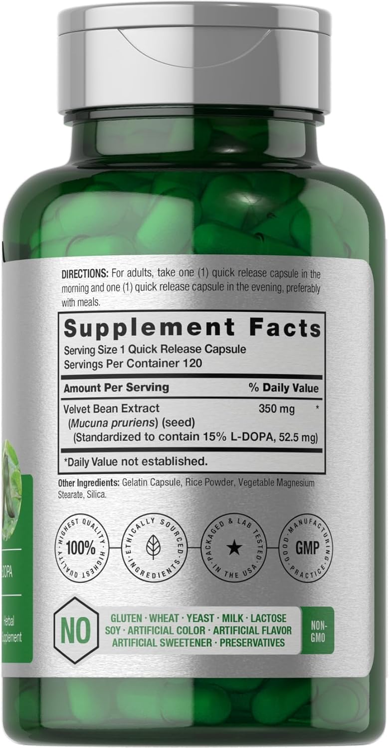 Horbaach Dopa Mucuna Velvet Bean Herbal Extract 120 Caps - Galeri