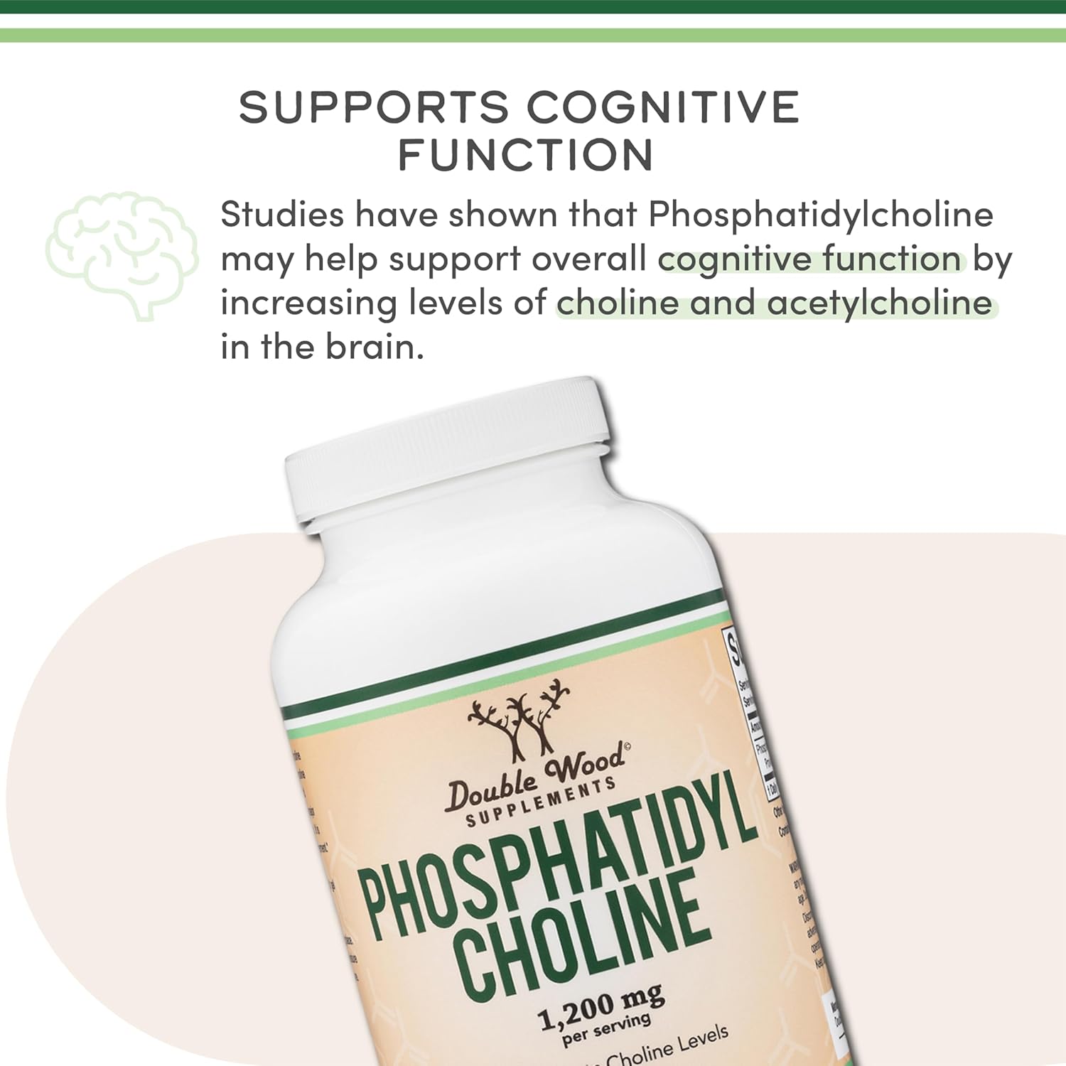 Double Wood Phosphatidylcholine Sunflower and Soy Lecithin Brain Health 1,200mg – 210 Softgels - Galeri
