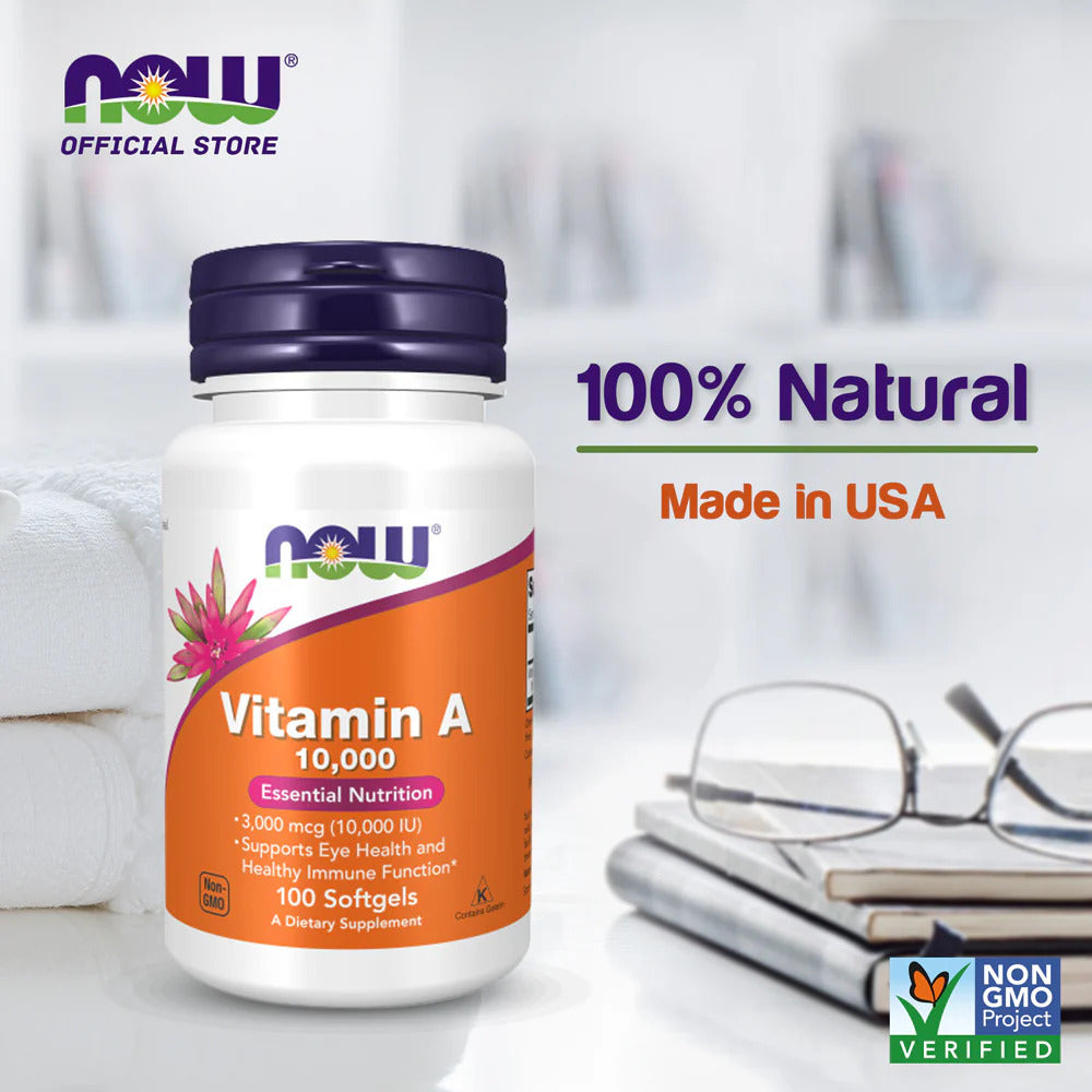 Now Foods Vitamin A 10,000 IU 100 Softgels - Galeri
