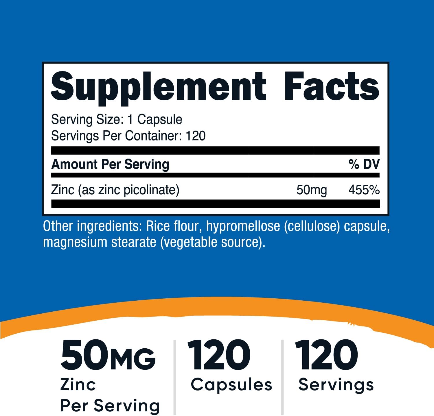 Nutricost Zinc Picolinate 50mg 120 Vegetarian Caps - Galeri