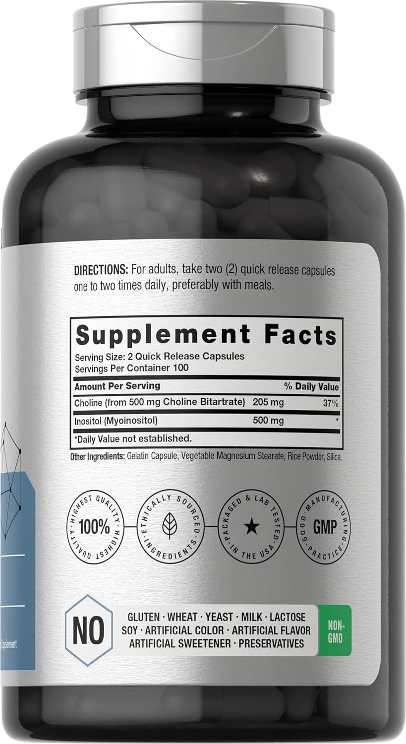 Horbaach Choline Inositol 1000mg 200 Caps - Galeri