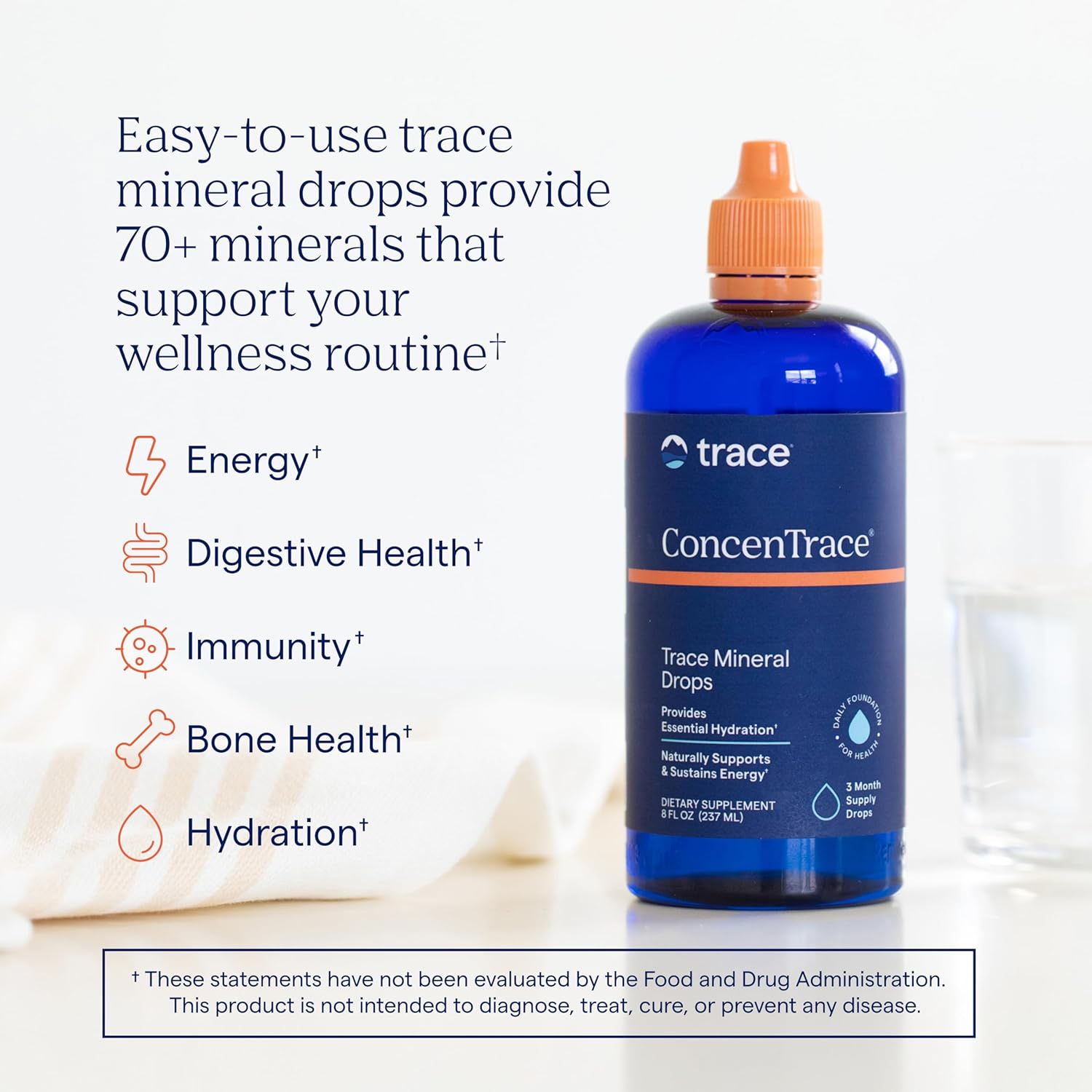 Trace Minerals ConcenTrace Trace Mineral Drops Magnesium Lithium Boron Potassium Keto Vegan 96 Servings - Galeri