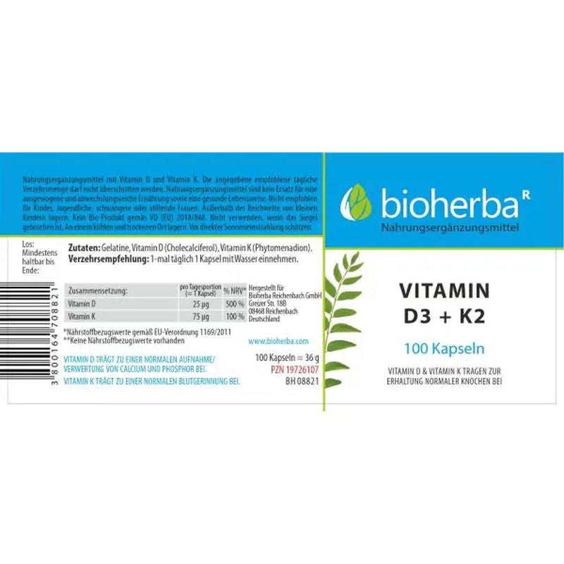 Bioherba Vitamin D3 + K2 100 caps - Galeri